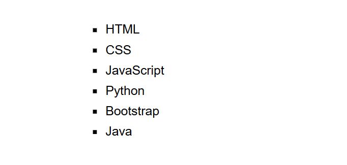 Square Bullet Unordered List